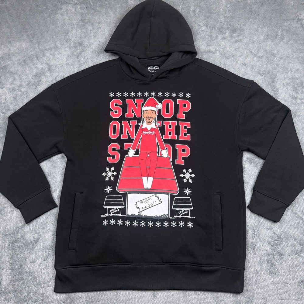 Dogg Supply Snoop Dogg Snoop on the Stoop Black Holiday Hoodie Mens Large